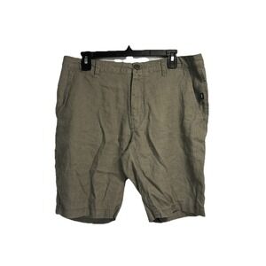 Onia‎ Shorts Men's 32 (Fits 35) Green 100% Linen 10" Inseam Lightweight Pockets